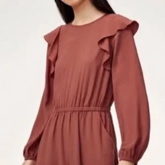 Aritzia Wilfred Long Sleeve Fleurette Jumpsuit Dusty Rose Color Size Small - Picture 3 of 13